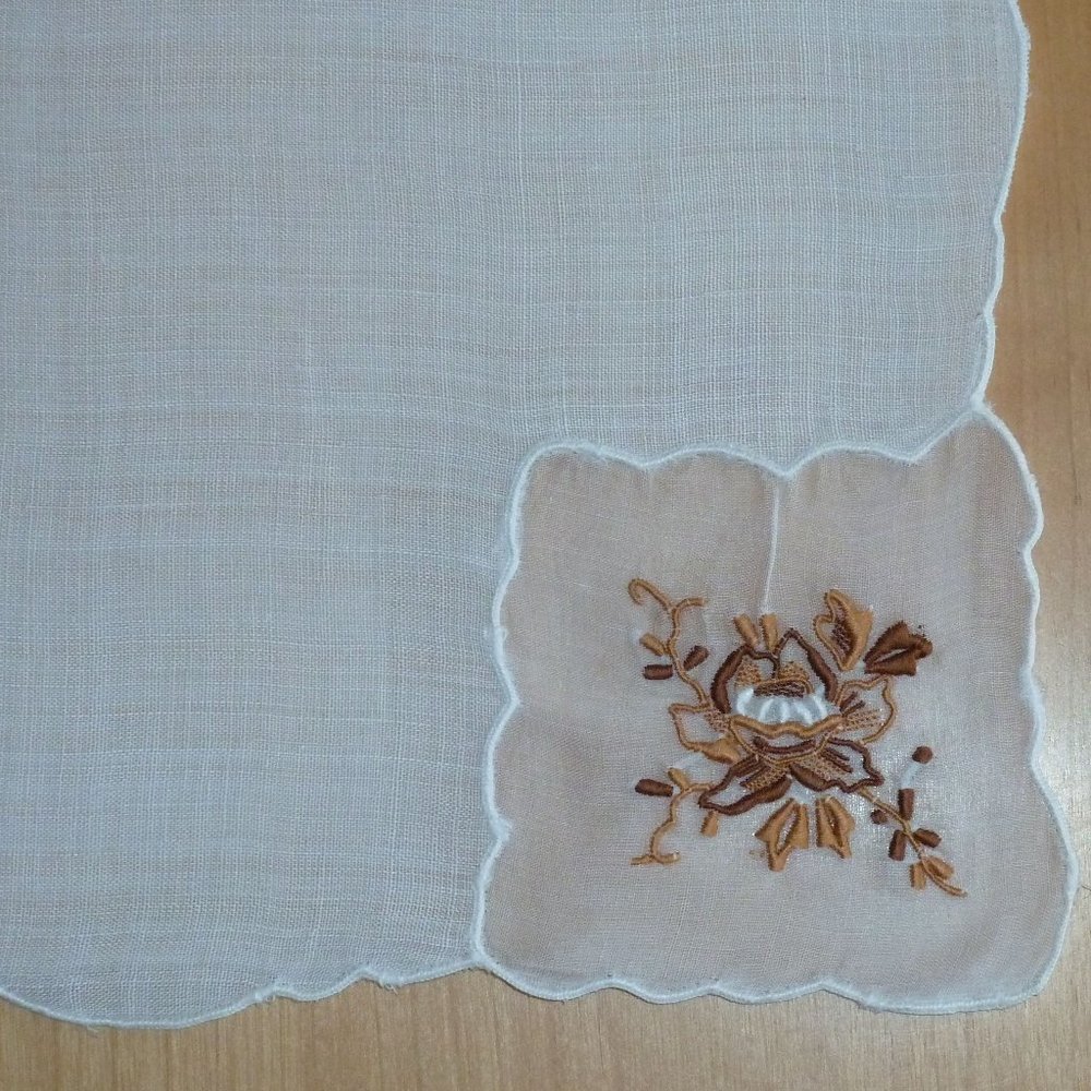 Antique linen & organdy embroidered napkins (12)